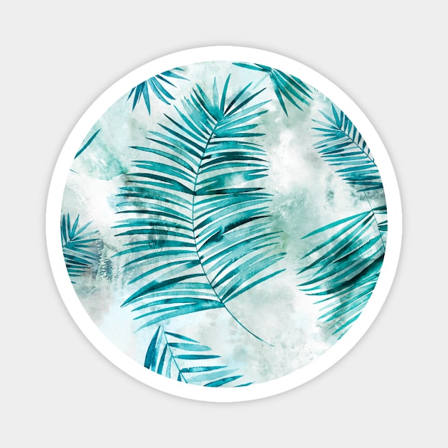 Watery palms Aqua blue Magnet by ninoladesign